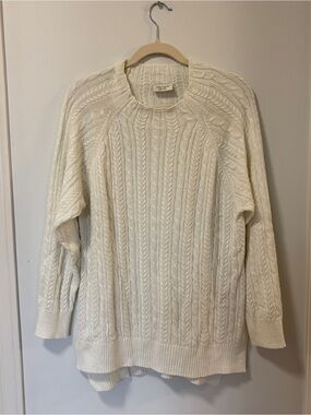 Off white Cable-Knit Fisherman Sweater Size XL Blue Grey